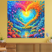 魅惑の森ハートの光デザイン キャンバスプリント (インサイチュ (リビング))