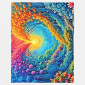 魅惑の森ハートの光デザイン フリースブランケット (正面)