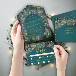 魅惑の森バラアーチフェアリータ結婚ーレ オールインワン招待状