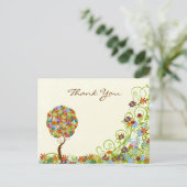 魅惑の森パッチワークフローラありがとう ポストカード (スタンド正面)