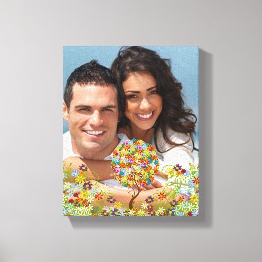 魅惑の森パッチワークフローラ童話ツリー キャンバスプリント (正面)