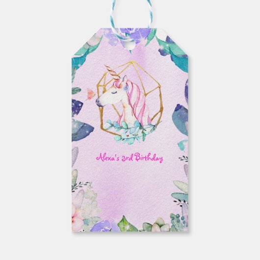 魅惑の森ファンタジー魔法のユニコーンパーティー ギフトタグ (裏面)