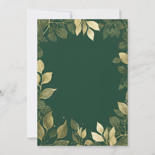 魅惑の森フェイク金ゴールドの葉キンセアニェラ 招待状 (裏面)