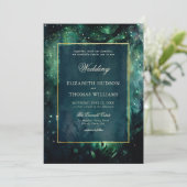 魅惑の森フェイク金ゴールドフレームエレガントな結婚式 招待状 (スタンド正面)