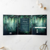 魅惑の森ロマンチックな緑結婚|過去記事 三つ折り招待状 (内部)