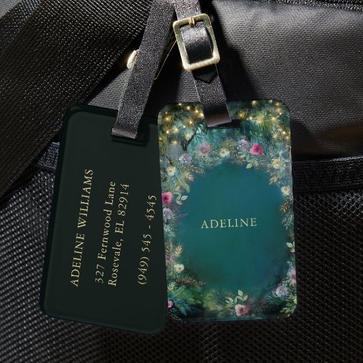 魅惑の森ワイルドバラグリーンフェアリーウッドランド ラゲッジタグ