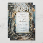 魅惑の森結婚の道の白熱［赤熱］光を放つ光 招待状 (正面/裏面)