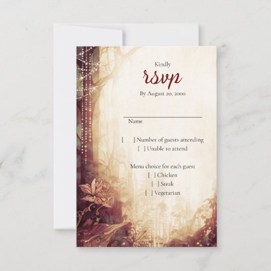 魅惑の森結婚の 出欠カード (正面)