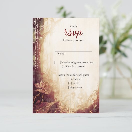 魅惑の森結婚の 出欠カード (スタンド正面)