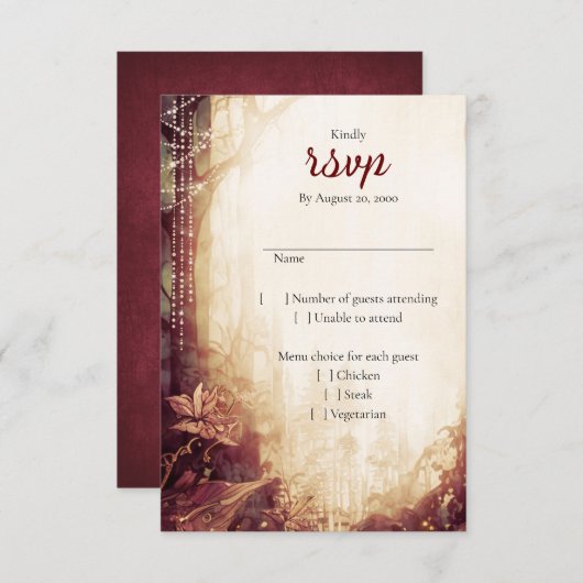 魅惑の森結婚の 出欠カード (正面/裏面)