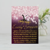 魅惑の森赤面ピンクハートリーフツリー金ゴールド 箔招待状 (立ち正面)