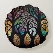 魅惑の森:ステンドグラス最高傑作 ラウンドクッション (裏面)