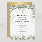 魅惑の植物の葉：日付を保存 招待状 (正面/裏面)