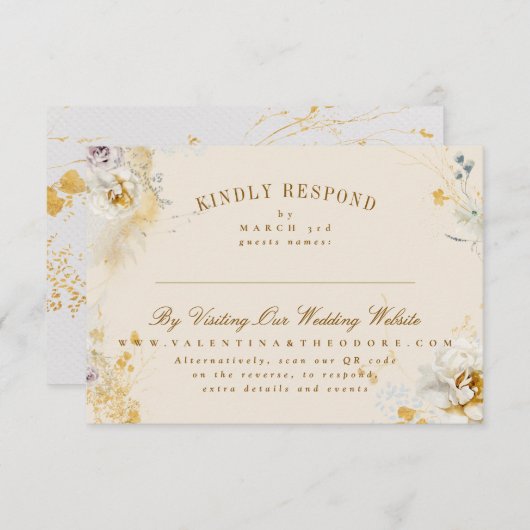 魅惑の植物リースオンライ結婚ンのウェブサイト 出欠カード (正面/裏面)