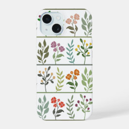 魅惑の植物学的ストライプ フラワーガーデンアート iPhone 15ケース