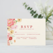 魅惑の水の色のフローラバターイエロー結婚ズ 出欠カード (スタンド正面)