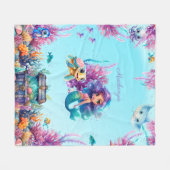 魅惑の水の色のマーメイドパーソナライズされた フリースブランケット (正面(横))