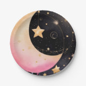 魅惑の水の色の月&スターベビーシャワー ペーパープレート (正面)