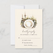 魅惑の水の色の森ボホウェディングRSVPカード 出欠カード (正面)