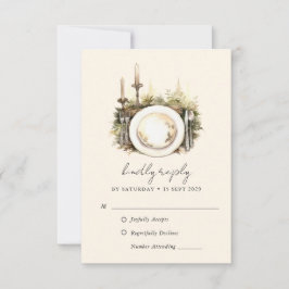 魅惑の水の色の森ボホウェディングRSVPカード 出欠カード