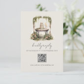 魅惑の水の色の森ボホウェディングRSVPカード 出欠カード (スタンド正面)