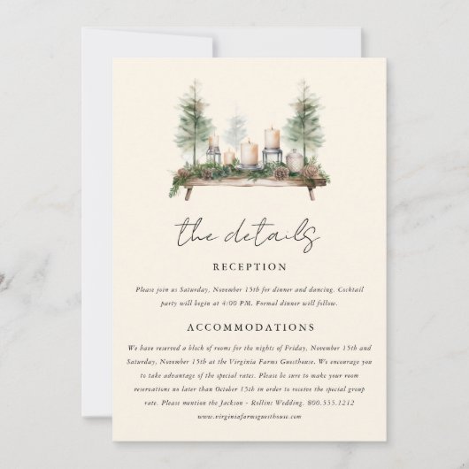 魅惑の水の色の森ボホ結婚の詳細 招待状 (正面)