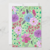 魅惑の水の色インクガーデン開花ベビーシャワー 招待状 (裏面)