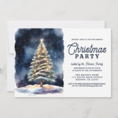 魅惑の水の色白熱［赤熱］光を放つクリスマスツリーパーティー 招待状 (正面)