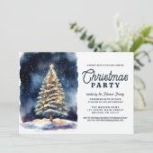 魅惑の水の色白熱［赤熱］光を放つクリスマスツリーパーティー 招待状 (スタンド正面)