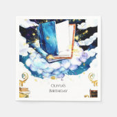 魅惑の水カラーおもしろいストーリーブック誕生日 スタンダードカクテルナプキン (正面)