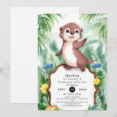 魅惑の水彩オッター誕生日 招待状 (正面/裏面)