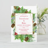 魅惑の水彩クリスマスグリーン結婚リー 招待状 (スタンド正面)