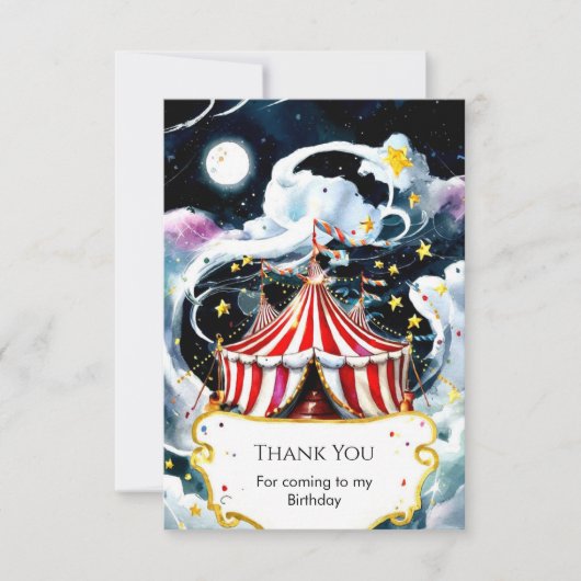 魅惑の水彩サーカス誕生日 サンキューカード (正面)