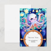 魅惑の水彩タコの誕生日 サンキューカード (正面/裏面)