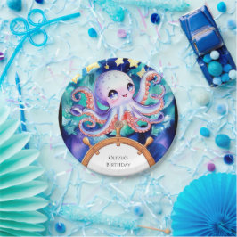 魅惑の水彩タコ誕生日 ペーパープレート