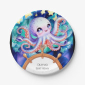 魅惑の水彩タコ誕生日 ペーパープレート (正面)