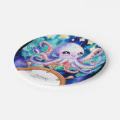 魅惑の水彩タコ誕生日 ペーパープレート (アングル)