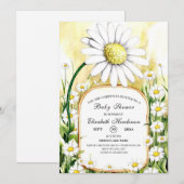 魅惑の水彩デイジーベビーシャワー 招待状 (正面/裏面)