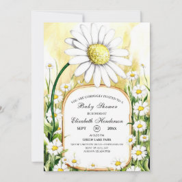魅惑の水彩デイジーベビーシャワー 招待状