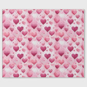 魅惑の水彩ハート | ポルカドット パターン ラッピングペーパー (フラット)