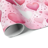 魅惑の水彩ハート | ポルカドット パターン ラッピングペーパー (ロールコーナー)