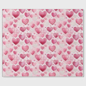 魅惑の水彩ハート | ポルカドット パターン ラッピングペーパー (フラット)