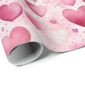 魅惑の水彩ハート | ポルカドット パターン ラッピングペーパー (ロールコーナー)