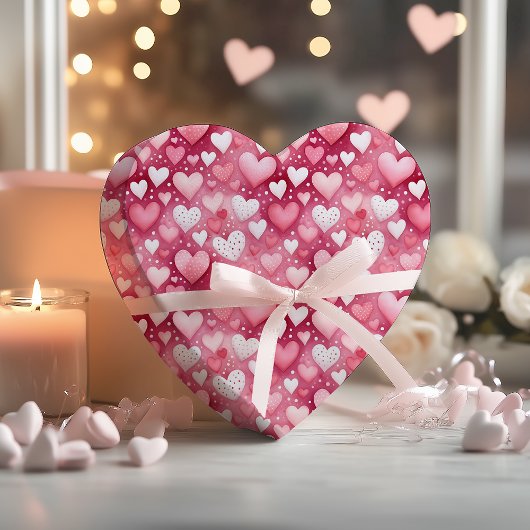 魅惑の水彩ハート | ポルカドット パターン ラッピングペーパー