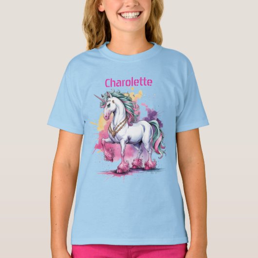 魅惑の水彩ユニコーン誕生日パーティー Tシャツ (正面)