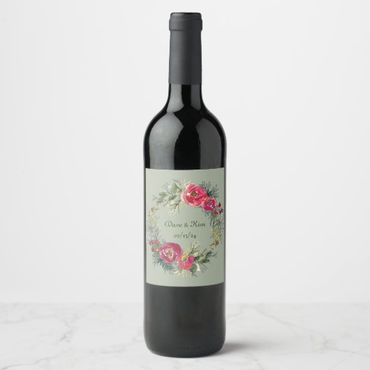 魅惑の水彩リースワインラベル ワインラベル (正面)