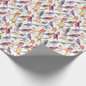 魅惑の水彩ヴィンテージ鳥パターン ラッピングペーパー (角)