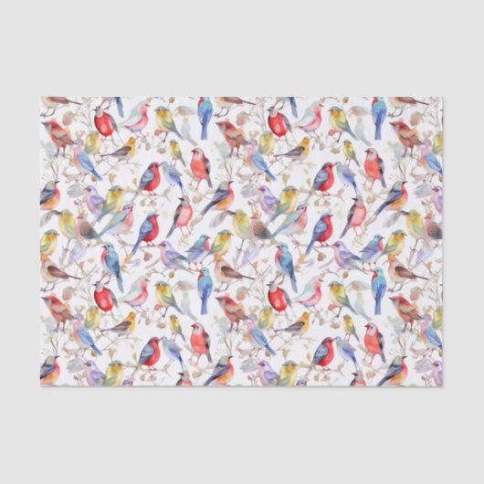 魅惑の水彩ヴィンテージ鳥パターン 薄葉紙 (正面)