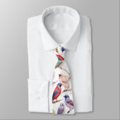 魅惑の水彩ヴィンテージ鳥模様 ネクタイ (タイ)