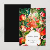 魅惑の水彩桃の誕生日 サンキューカード (正面/裏面)
